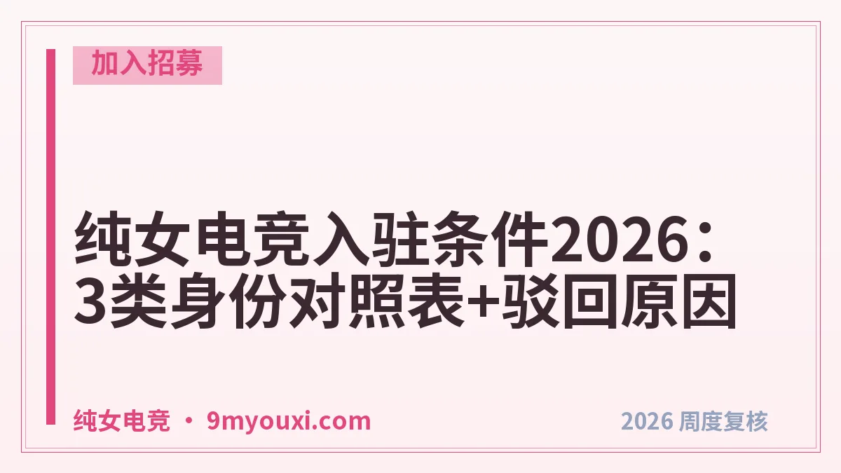 纯女电竞入驻条件2026：3类身份对照表+驳回原因